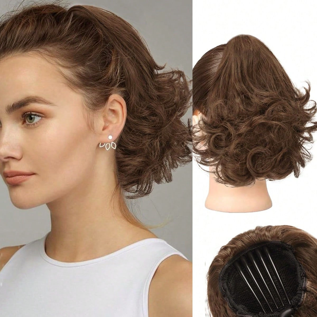 Fluffy Drawstring Natural Simulated Chemical Fiber Synthetic Hair Extensions
