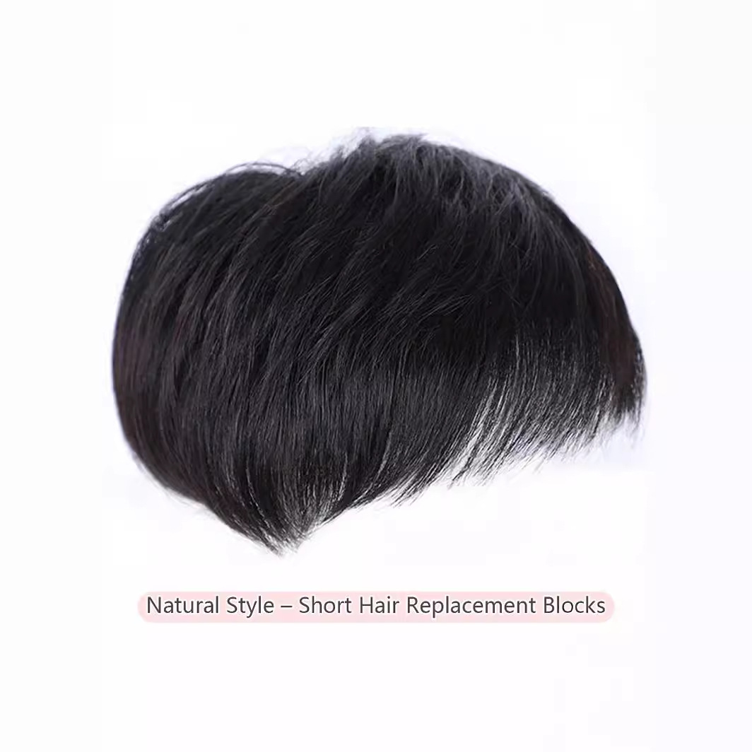 Invisible Natural Simulated Short Hair on Top of Men's Head