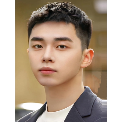 Invisible Natural Simulated Short Hair on Top of Men's Head 01