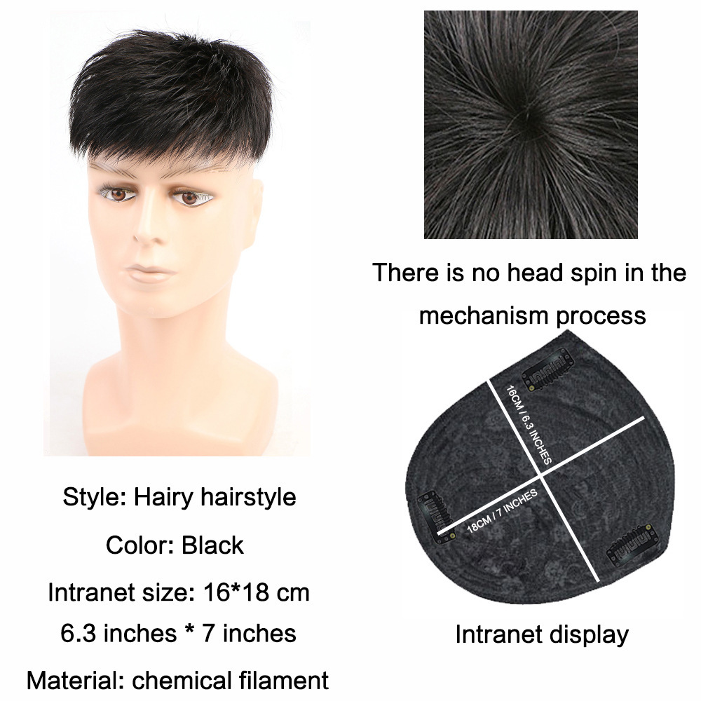 Invisible Natural Simulated Short Hair on Top of Men's Head