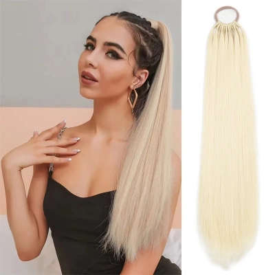 Natural Simulated Straight Hair High Ponytail Hair Extensions 01
