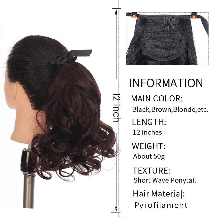 Short Pear Blossom Curly Ponytail Strapped Artificial Hair