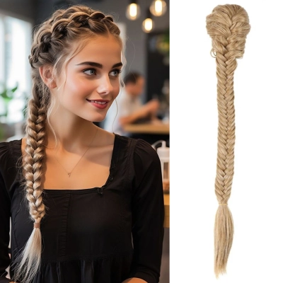 Women's Fishbone Braided Long Straight Hair Braided Wig 01