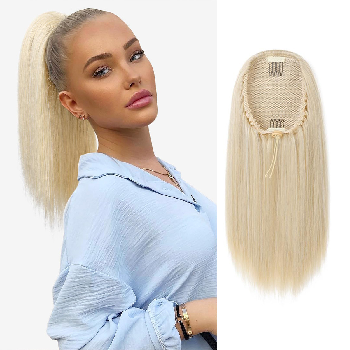 Fluffy Straight Natural Simulated Ponytail Wig