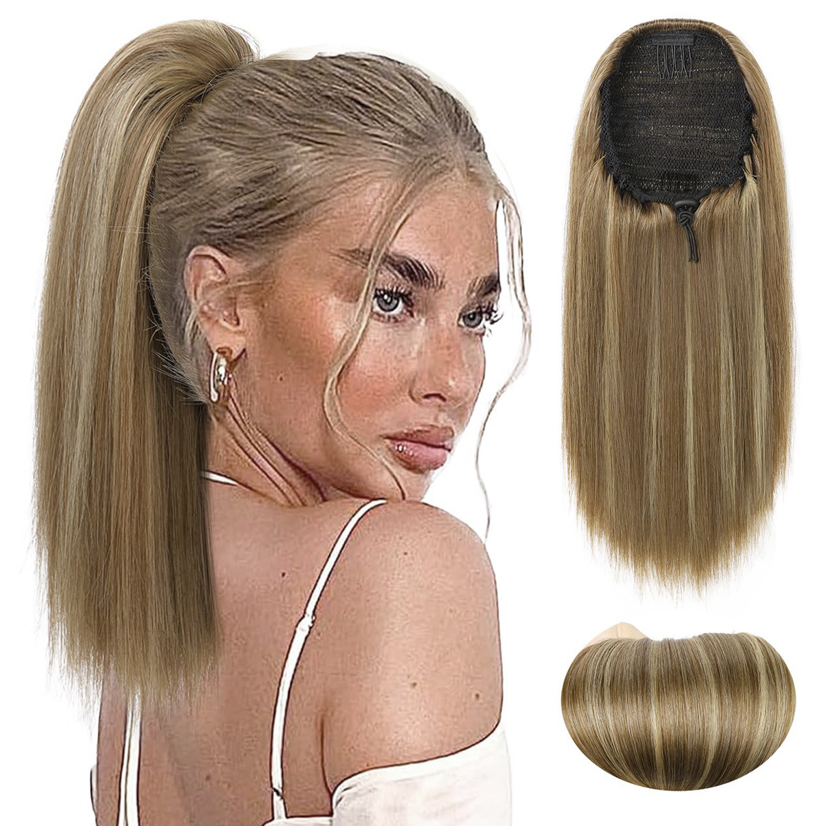 Fluffy Straight Natural Simulated Ponytail Wig