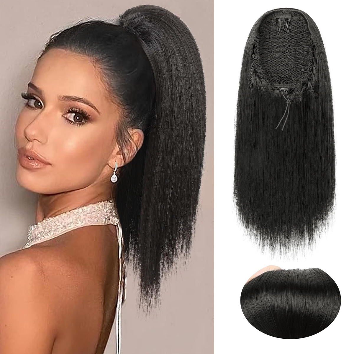 Fluffy Straight Natural Simulated Ponytail Wig