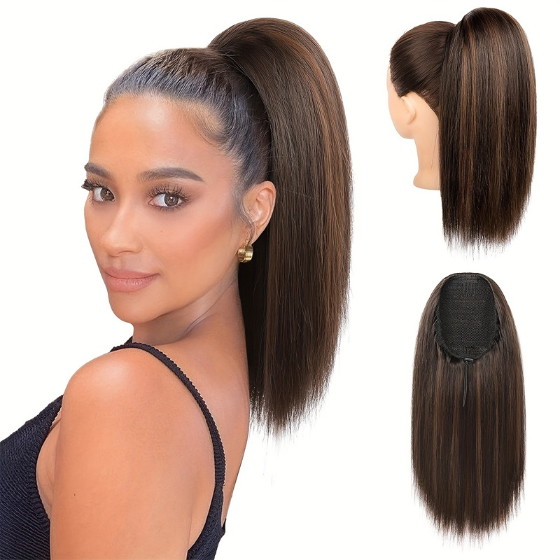Fluffy Straight Natural Simulated Ponytail Wig