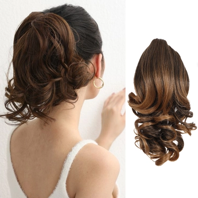 Wig Women's Big Wave Clip Short Ponytail 01