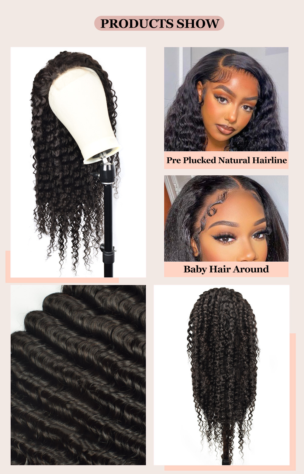 Fashion Front Lace Curly Headband Full Head Human Wig