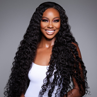 Fashion Front Lace Curly Headband Full Head Human Wig 01