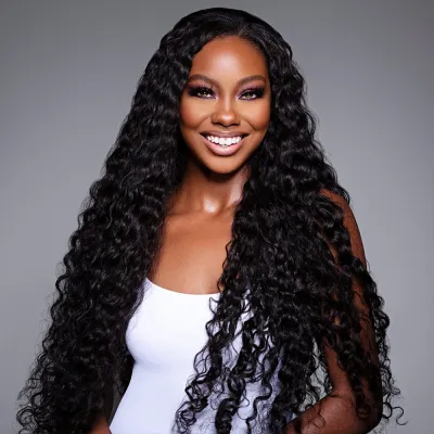 Fashion Front Lace Curly Headband Full Head Human Wig 01