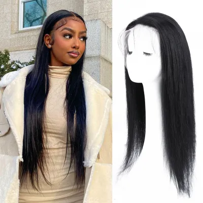 Human Wig Women's Black Long Straight Wig 01