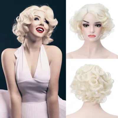 Short Curly Hair Set Grandma Stage Props 01
