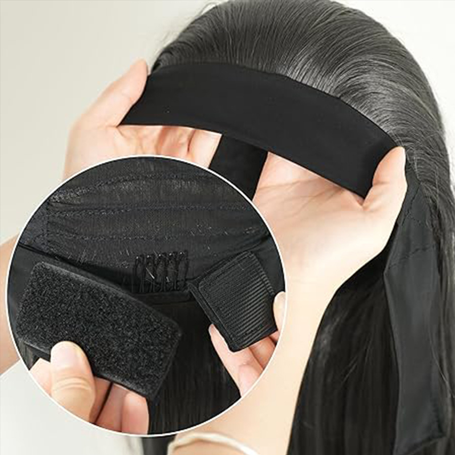 Wig Ladies Long Straight Hair Black Headband