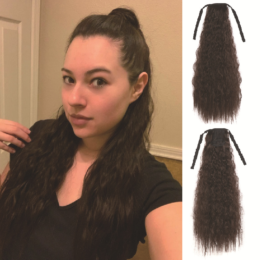 Corn Perm Ponytail Wig Fluffy Wool Curled Hair Extensions