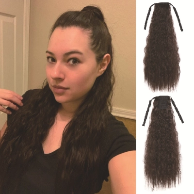 Corn Perm Ponytail Wig Fluffy Wool Curled Hair Extensions 01