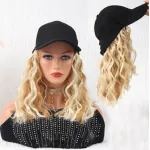Fashionable Peaked Cap Shoulder Length Egg Roll Wig