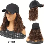Fashionable Peaked Cap Shoulder Length Egg Roll Wig