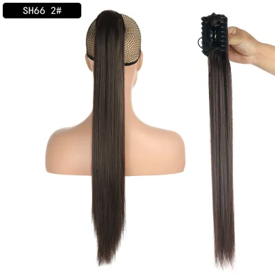 Fashionable Ponytail Grabber Big Wavy Long Straight Hair Wig 02