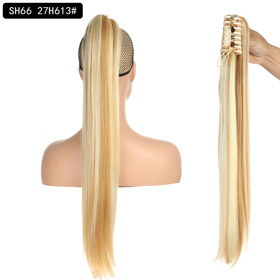 Fashionable Ponytail Grabber Big Wavy Long Straight Hair Wig
