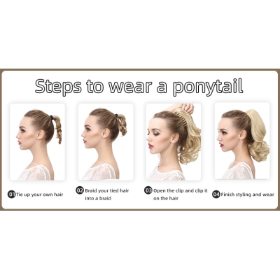 Grip Ponytail Wig Hair Extensions Long Curly Ponytail 02