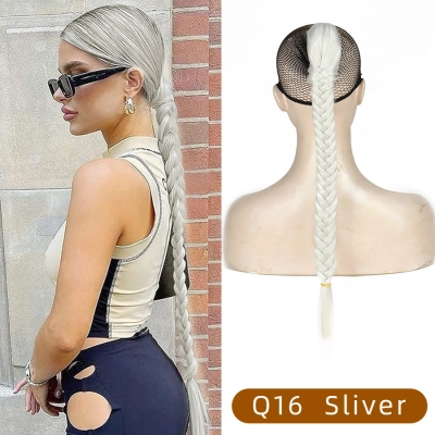 Grip Wig Women's Ponytail High Temperature Silk Fishbone Braid 01