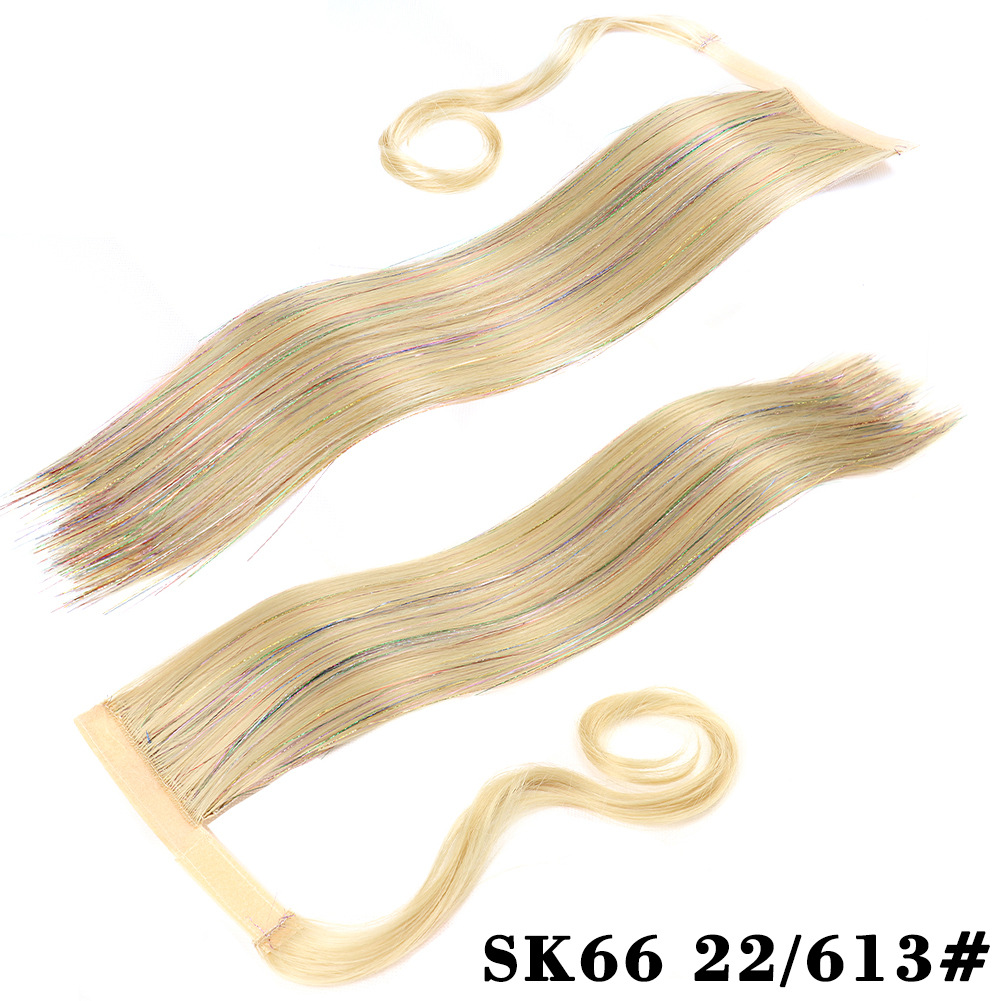 Velcro Ponytail Wig Colorful Chemical Fiber Long Straight Hair