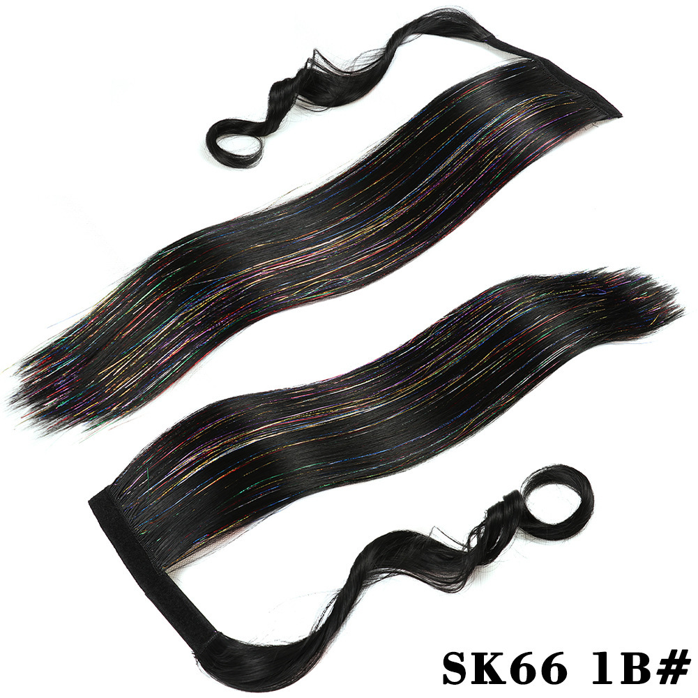 Velcro Ponytail Wig Colorful Chemical Fiber Long Straight Hair