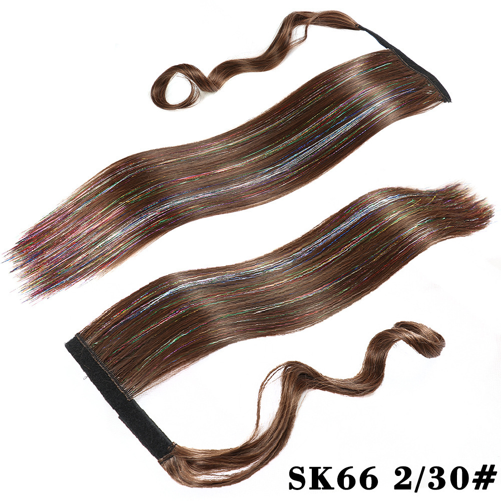 Velcro Ponytail Wig Colorful Chemical Fiber Long Straight Hair