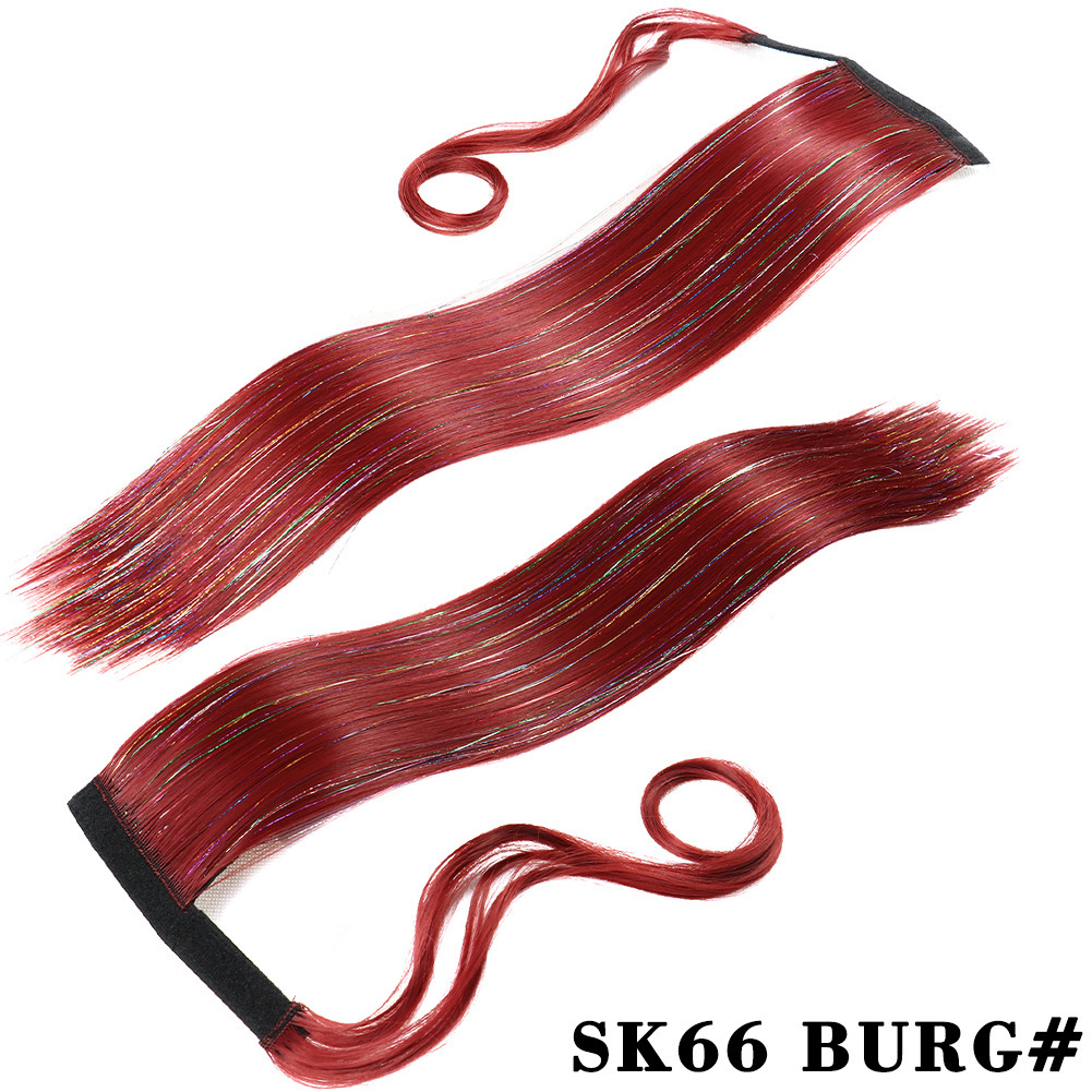 Velcro Ponytail Wig Colorful Chemical Fiber Long Straight Hair
