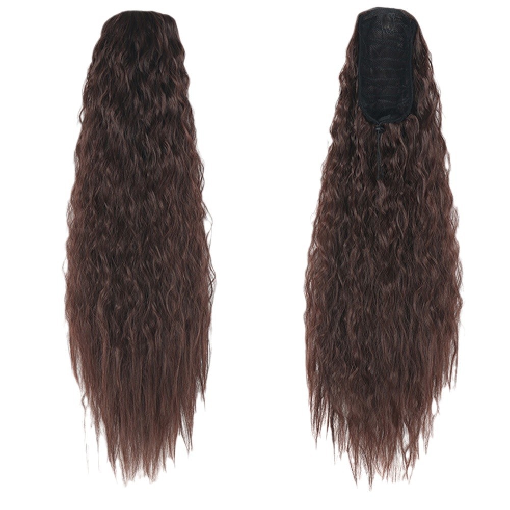 Water Rippled Long Fluffy Drawstring Ponytail