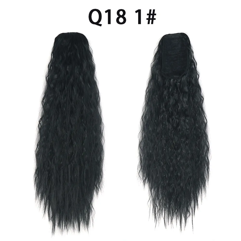 Water Rippled Long Fluffy Drawstring Ponytail