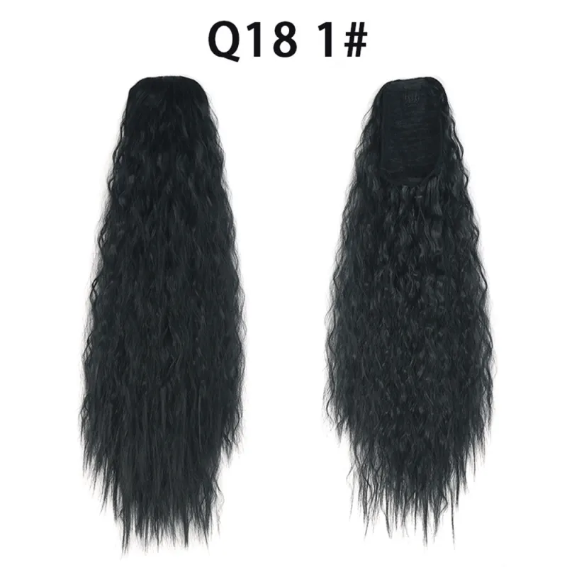 Water Rippled Long Fluffy Drawstring Ponytail