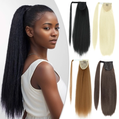 Women's Wrap-around Hair Extensions with Fluffy Velcro Ponytail 01