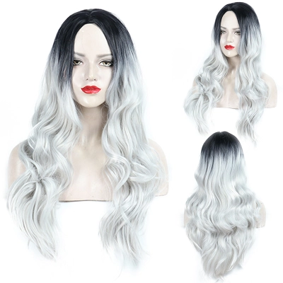 Fashionable Long Hair Big Wave Headband Chemical Fiber Gradient 01