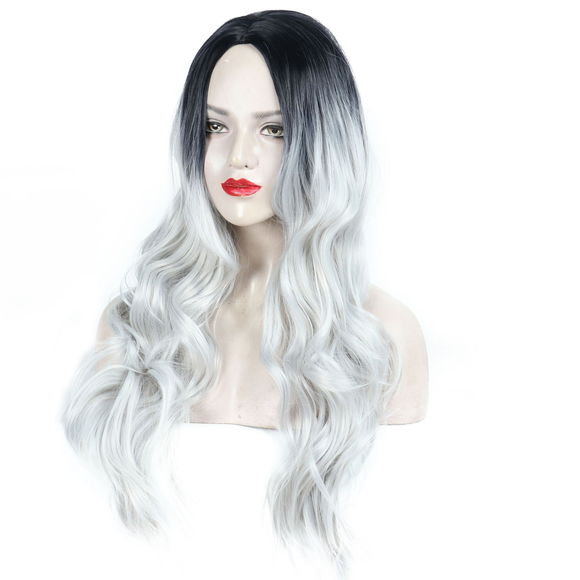 Fashionable Long Hair Big Wave Headband Chemical Fiber Gradient