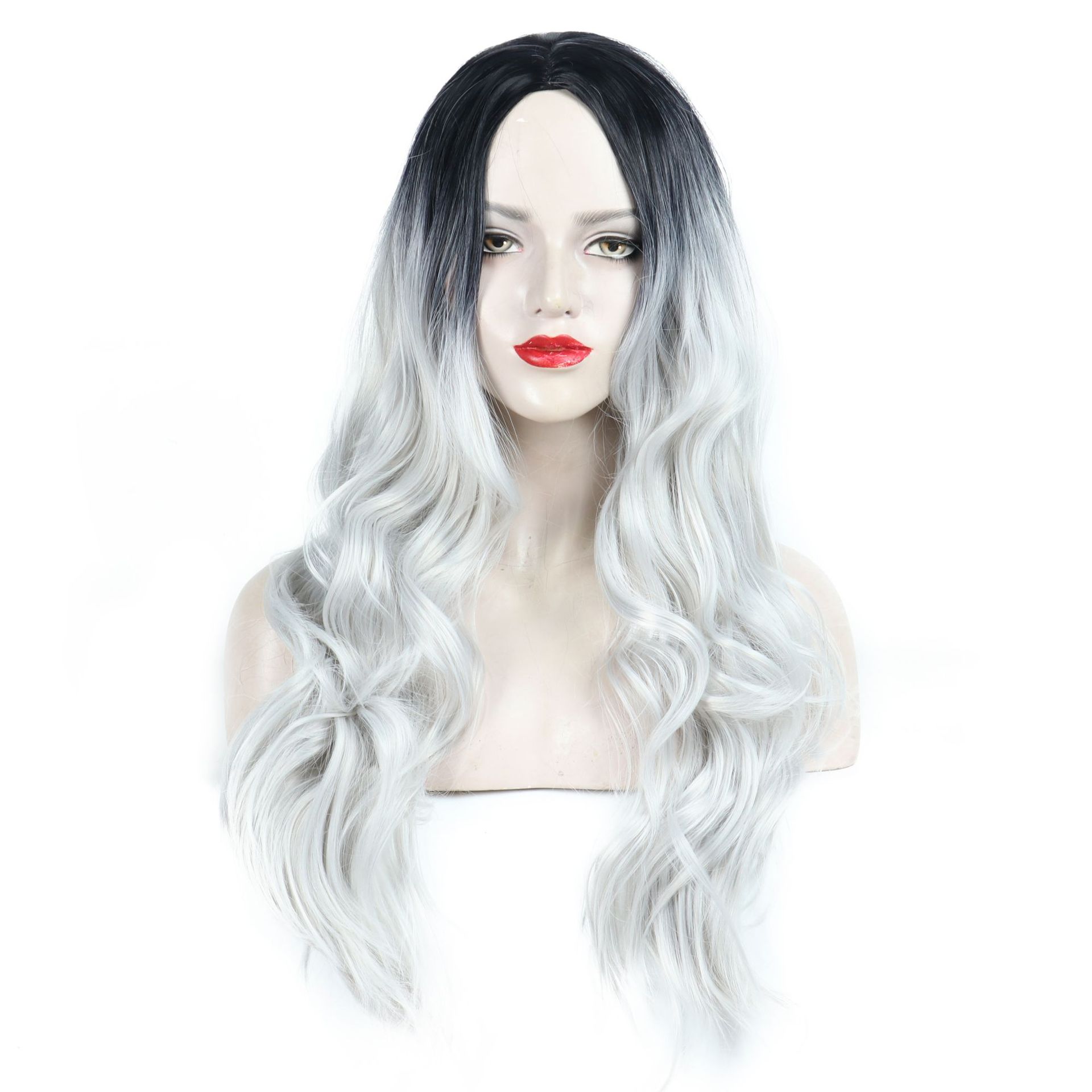 Fashionable Long Hair Big Wave Headband Chemical Fiber Gradient