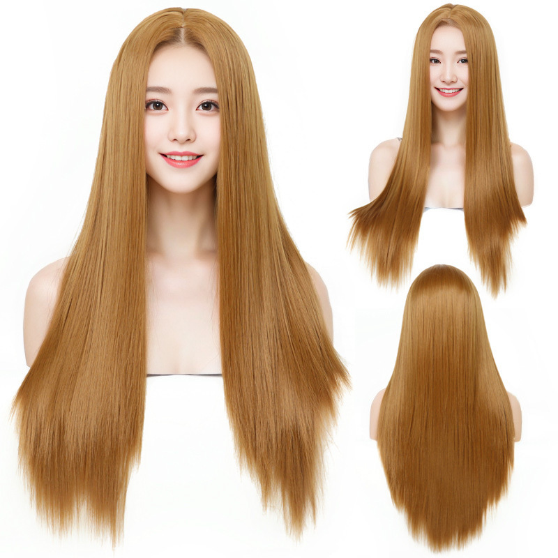 Fashionable Middle-parted Black Long Straight Full Hood