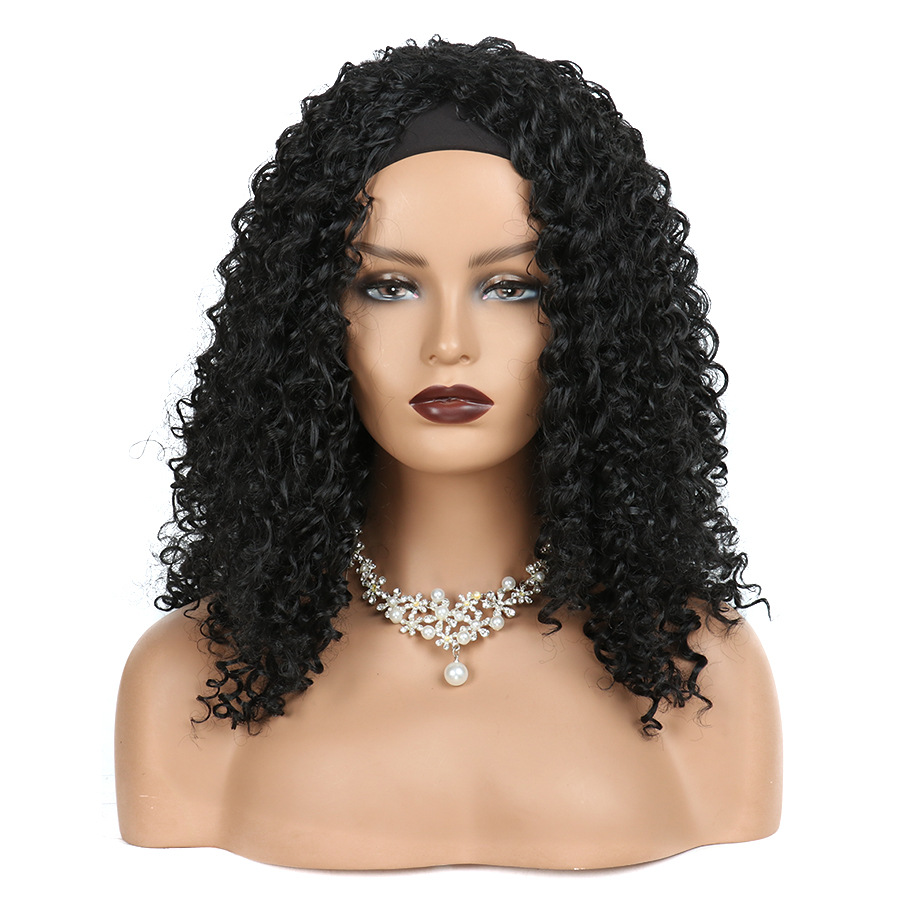 Headband Wig Black Curly Afro Hair