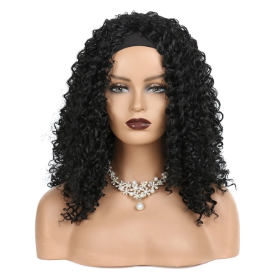 Headband Wig Black Curly Afro Hair 01