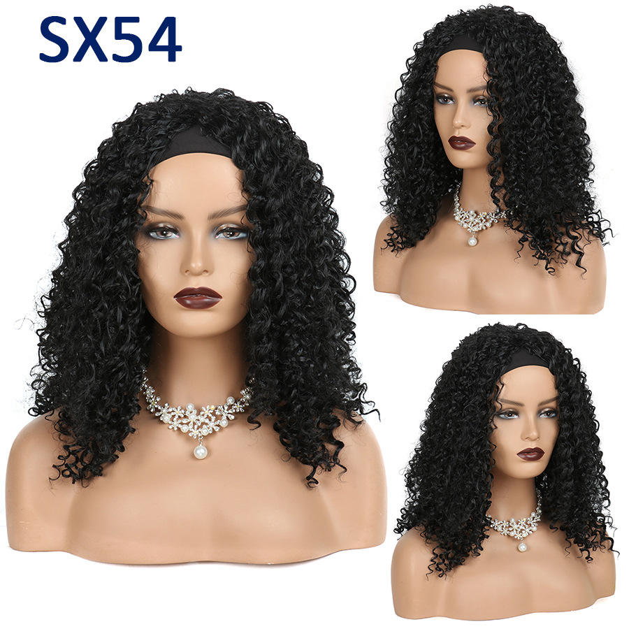 Headband Wig Black Curly Afro Hair