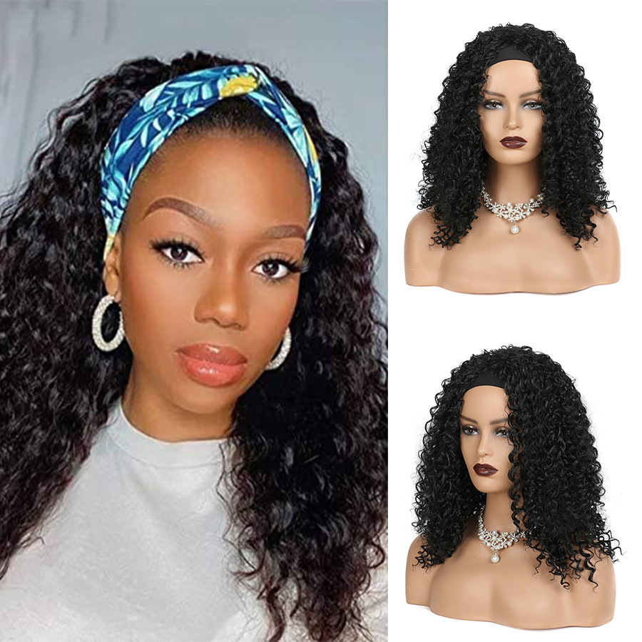 Headband Wig Black Curly Afro Hair