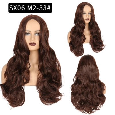 Long Wavy Wig Set with Chemical Fiber Wig 02