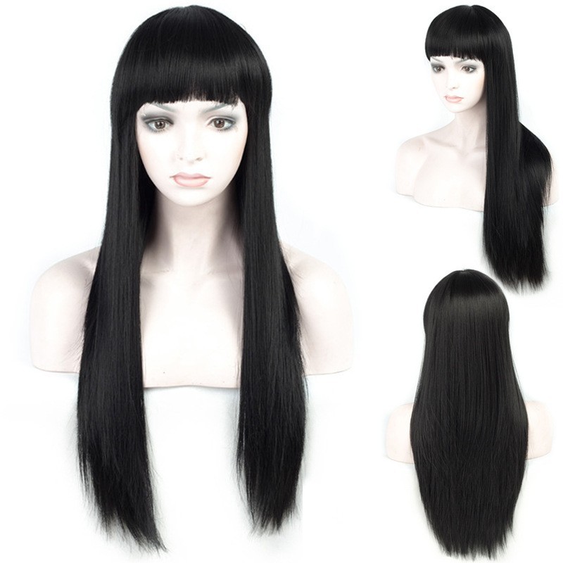 Natural Wig Set for Black Long Straight Hair with Bangs