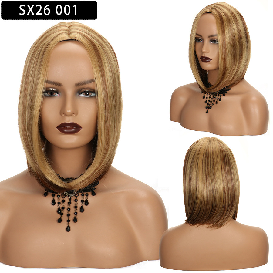 Shoulder-length Highlighted Straight Hair Wig