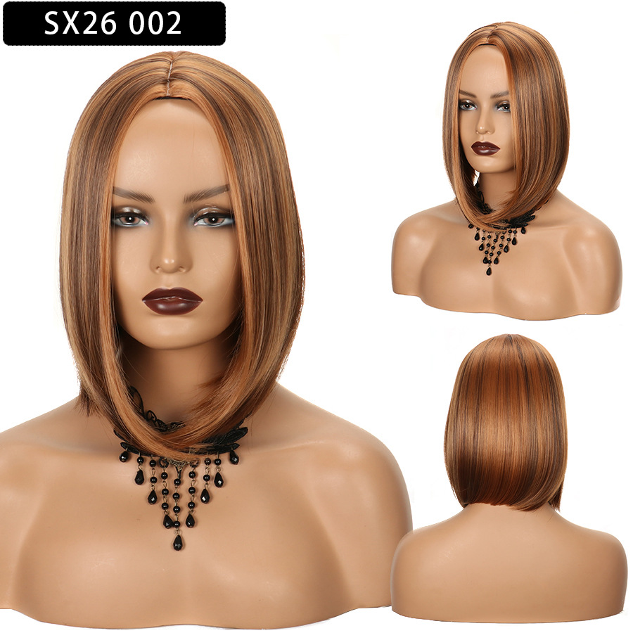 Shoulder-length Highlighted Straight Hair Wig