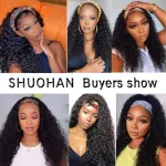 Small Curly Hair Hooded Women's Headscarf Hairband Black Wig