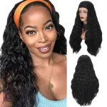 Small Curly Hair Hooded Women's Headscarf Hairband Black Wig