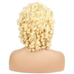 Beige Medium Long Hair Wig Women's Headband Small Curly Wig