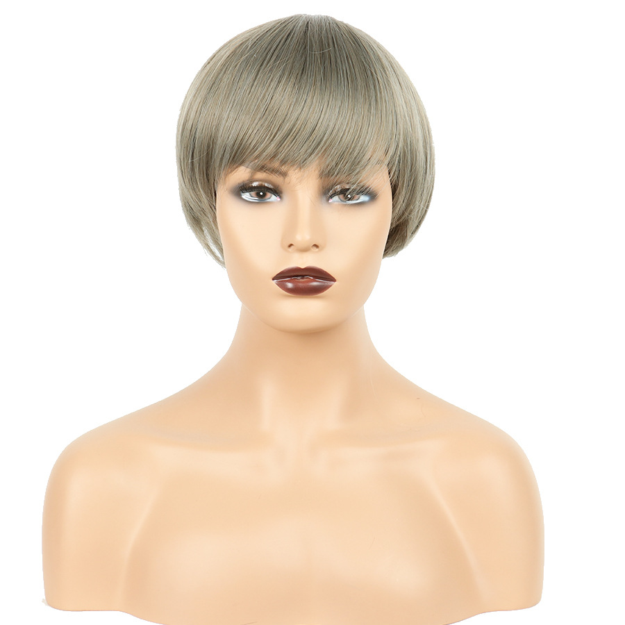 Fashionable chemical fiber short hair gray full headgear